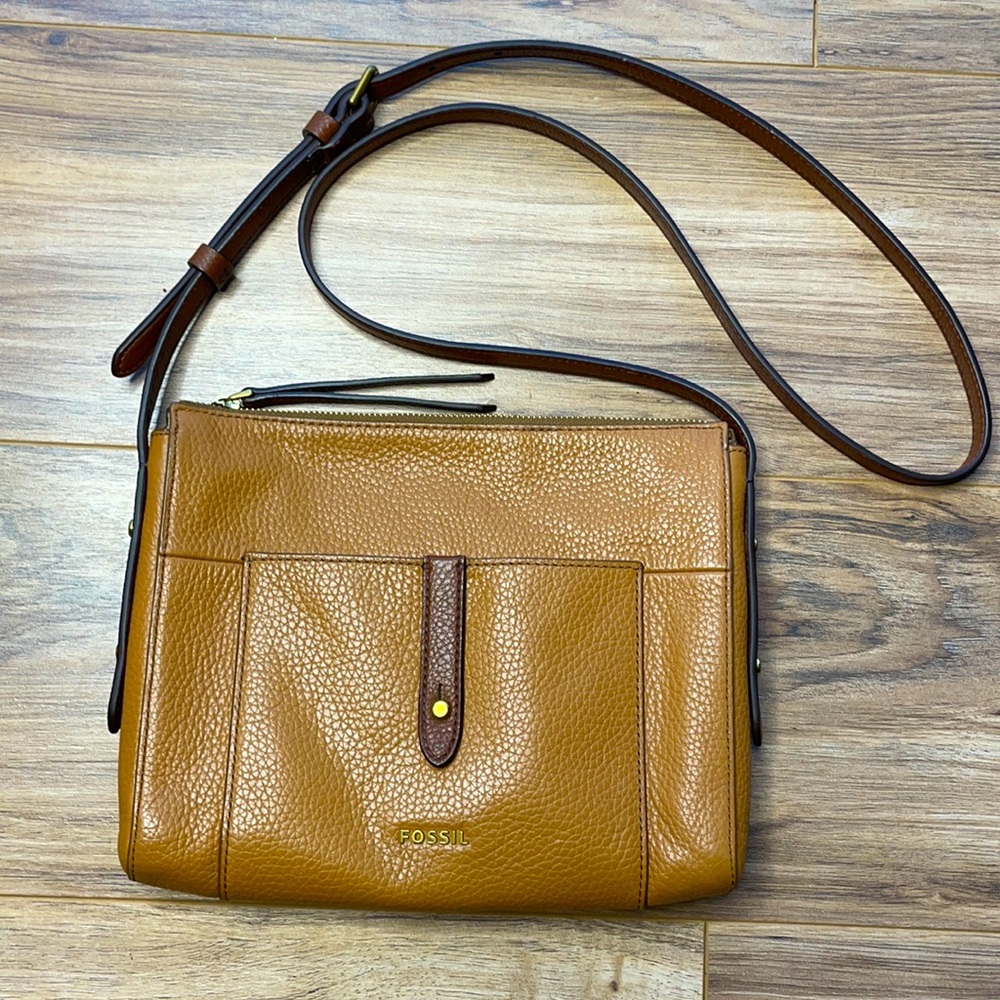 Fossil leather Cognac Crossbody bag